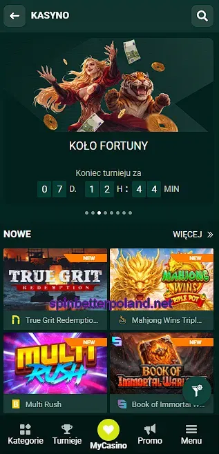 Turniej i nowe gry kasynowe SpinBetter